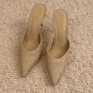 cult gaia Metallic Beige Pointed-Toe Slip-On Mule